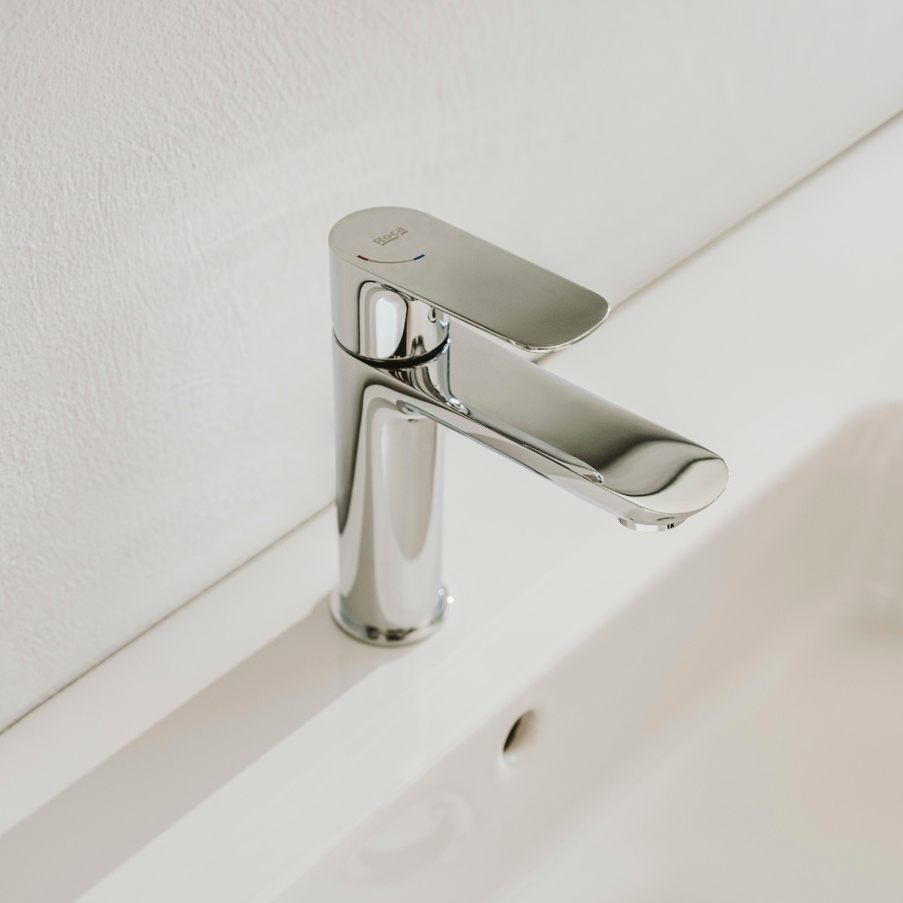 Lifestyle image of the Roca Cala Chrome Basin Mixer Tap